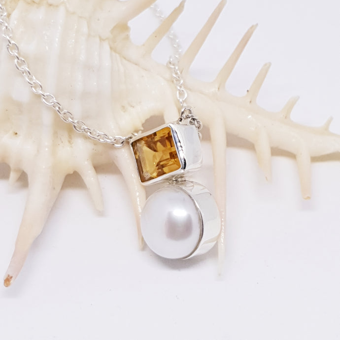 The Sapphron Necklace (Citrine/Silver)