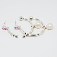 Load image into Gallery viewer, The Amelia Hoops (Pink Sapphire/Silver)