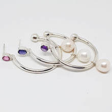 Load image into Gallery viewer, The Amelia Hoops (Amethyst/Silver)