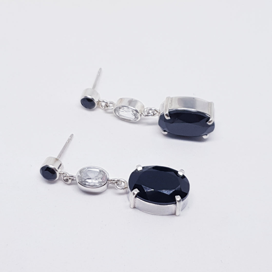 The Indigo (Onyx and White Topaz) Earrings