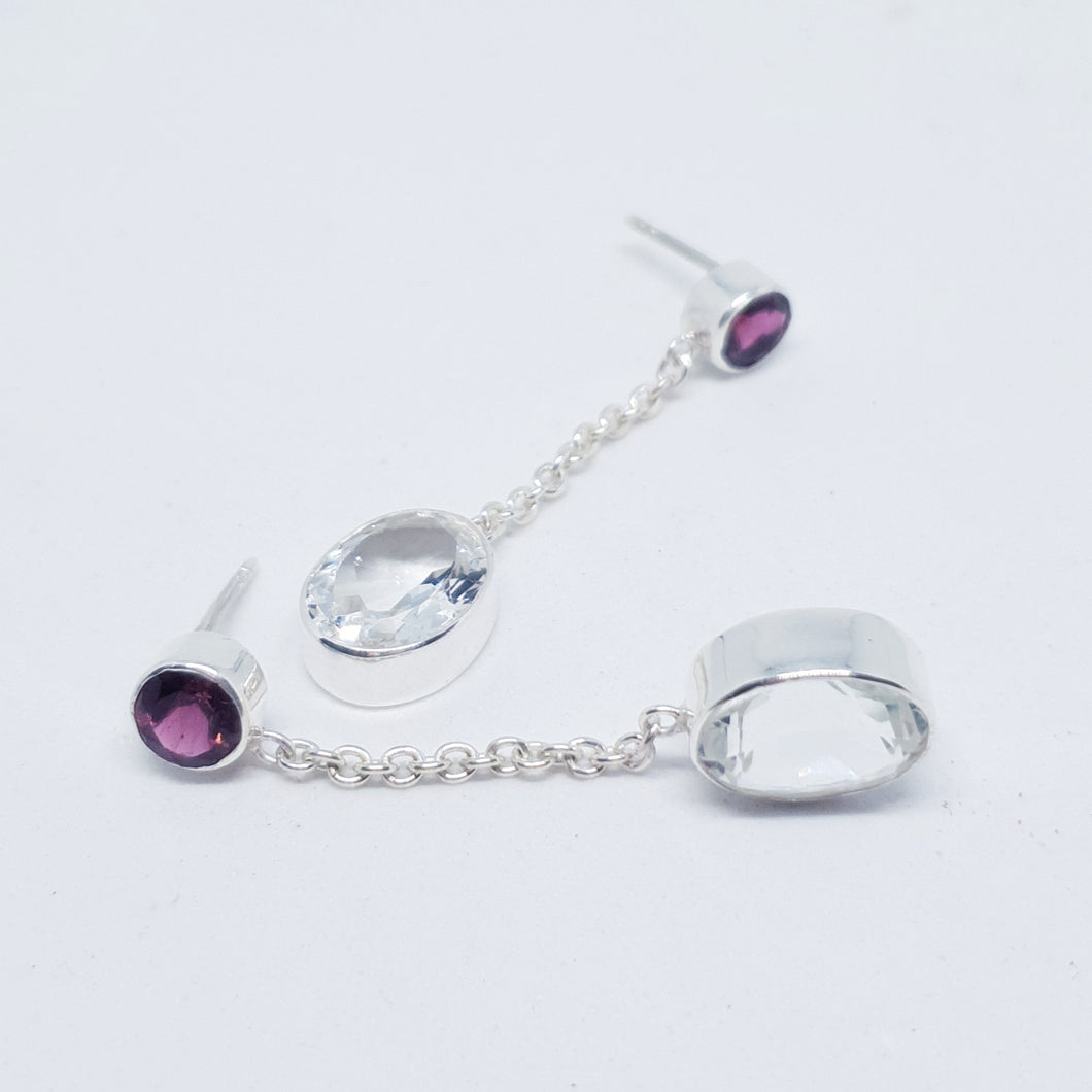 The Emily Earrings (Pink Tourmaline and White Topaz/Silver)