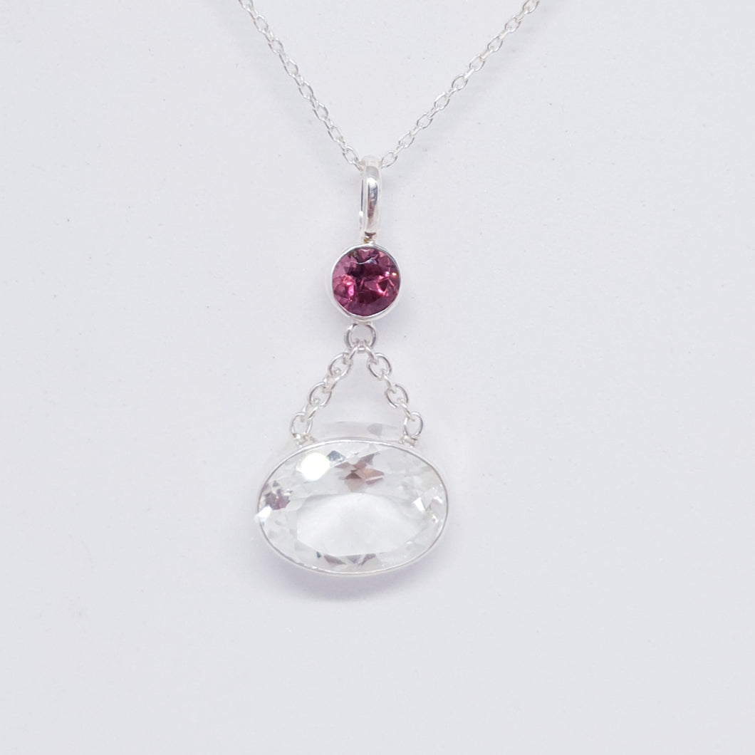 The Sapphron Necklace (White Topaz and Pink Tourmaline)