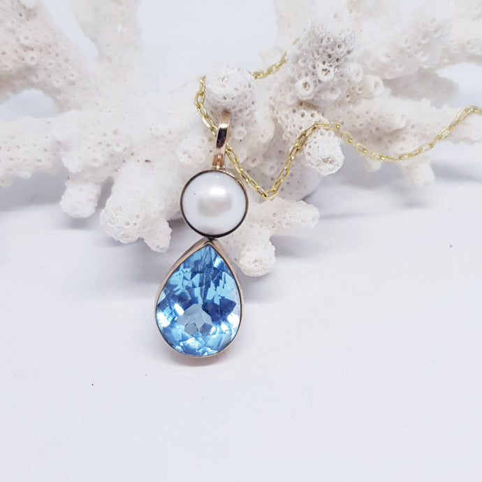 The Francesca Pendant (Blue Topaz/Bronze)