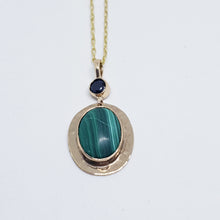 Load image into Gallery viewer, The Anthea Onyx and Malachite Pendant (Bronze)