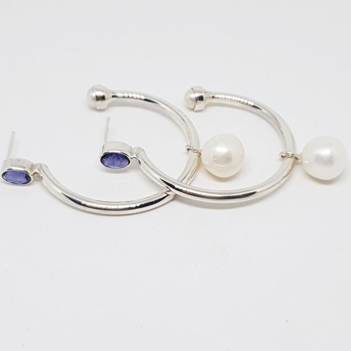 The Amelia Hoops (Iolite/Silver)