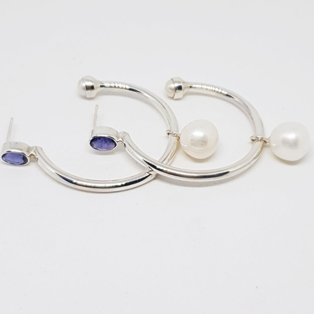 The Amelia Hoops (Iolite/Silver)